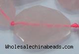 CNG481 15.5 inches 30*40mm twisted & faceted nuggets rose quartz beads