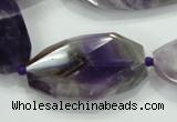 CNG483 15.5 inches 20*32mm twisted & faceted nuggets amethyst beads