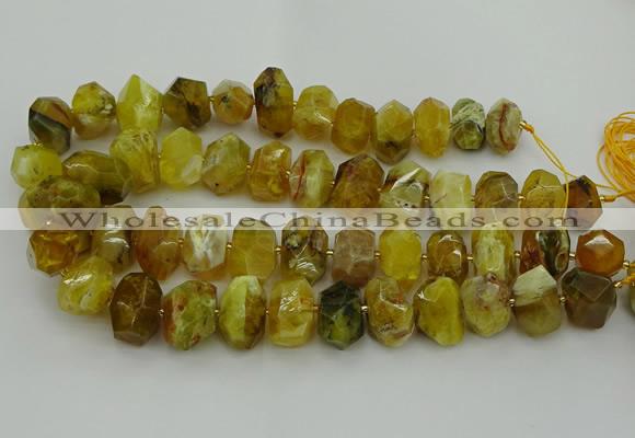 CNG5095 13*18mm - 15*20mm faceted nuggets yellow & green opal beads