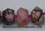 CNG5326 15.5 inches 12*16mm - 15*20mm faceted nuggets rhodonite beads