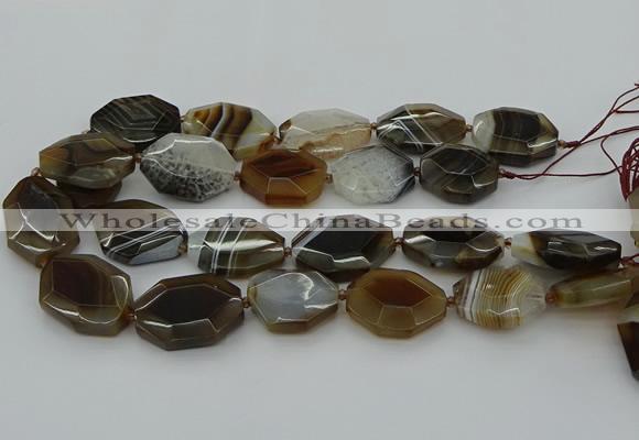 CNG5349 15.5 inches 25*35mm - 30*40mm faceted freeform agate beads