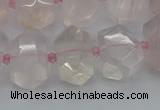 CNG5366 15.5 inches 12*16mm - 15*20mm faceted nuggets rose quartz beads