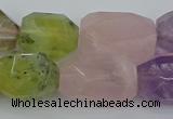 CNG5393 15.5 inches 12*16mm - 15*25mm faceted nuggets mixed quartz beads