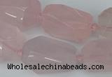 CNG5444 12*16mm - 15*25mm faceted nuggets rose quartz beads