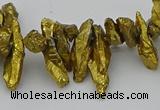 CNG5462 15.5 inches 6*10mm - 8*20mm nuggets plated quartz beads