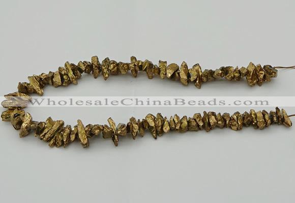 CNG5463 15.5 inches 6*10mm - 8*20mm nuggets plated quartz beads