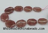 CNG5515 20*30mm - 35*45mm faceted freeform strawberry quartz beads