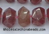 CNG5584 12*16mm - 15*20mm faceted nuggets strawberry quartz beads