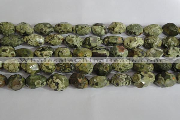 CNG560 15.5 inches 14*20mm faceted nuggets rhyolite gemstone beads