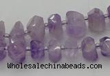 CNG5601 6*16mm - 8*18mm faceted nuggets lavender amethyst beads