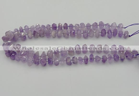 CNG5601 6*16mm - 8*18mm faceted nuggets lavender amethyst beads