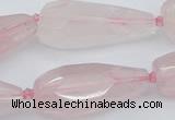 CNG5630 15.5 inches 15*35mm - 18*45mm faceted teardrop rose quartz beads