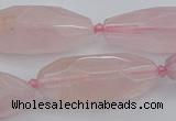 CNG5631 15.5 inches 15*35mm - 18*40mm faceted rice rose quartz beads