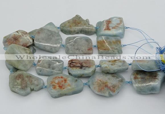 CNG5674 15.5 inches 30*40mm - 35*45mm freeform aquamarine beads