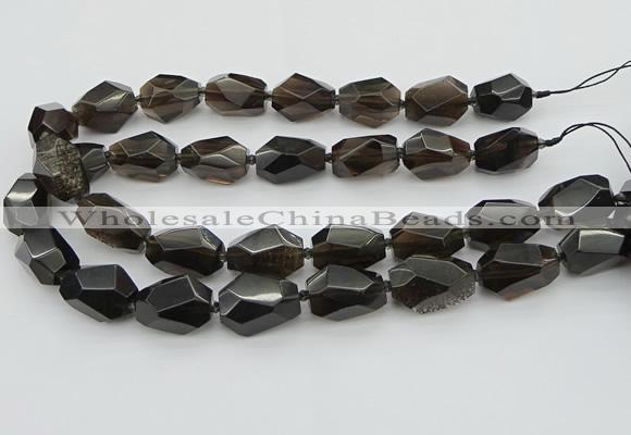 CNG5735 12*16mm - 15*25mm faceted nuggets ice black obsidian beads