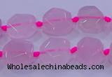 CNG5784 10*12mm - 10*14mm faceted freeform rose quartz beads