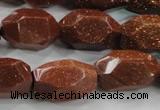 CNG581 15.5 inches 13*22mm faceted nuggets goldstone beads