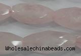 CNG587 15.5 inches 15*33mm faceted nuggets rose quartz beads