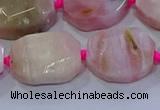 CNG5884 15.5 inches 10*14mm - 12*16mm faceted freeform pink opal beads