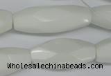 CNG591 12*30mm - 13*32mm faceted rice white porcelain nugget beads