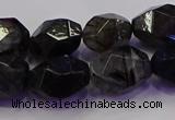 CNG5962 10*14mm - 12*16mm faceted nuggets black rutilated quartz beads