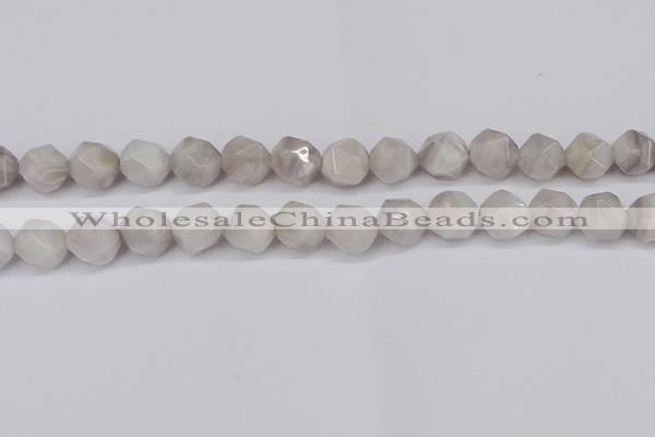 CNG6021 15.5 inches 12mm faceted nuggets grey crazy agate beads