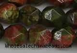 CNG6039 15.5 inches 12mm faceted nuggets unakite gemstone beads