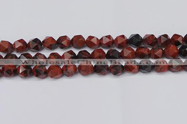 CNG6041 15.5 inches 12mm faceted nuggets mahogany obsidian beads