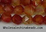 CNG6087 15.5 inches 8mm faceted nuggets red agate beads