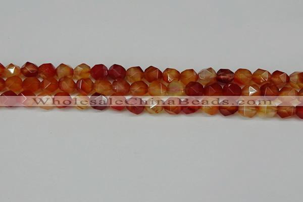 CNG6087 15.5 inches 8mm faceted nuggets red agate beads