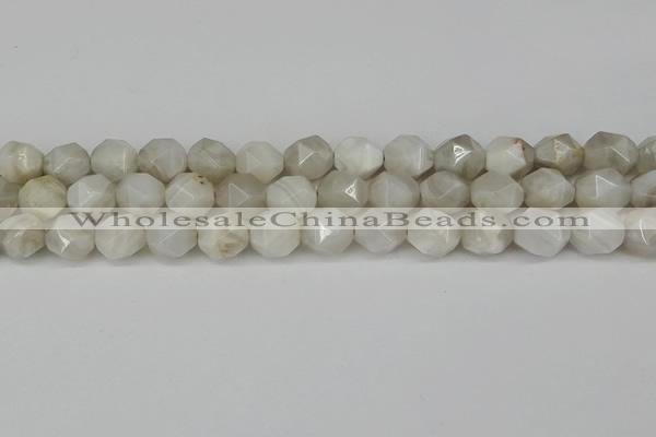 CNG6150 15.5 inches 10mm faceted nuggets grey agate beads