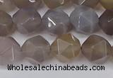 CNG6151 15.5 inches 10mm faceted nuggets grey agate beads