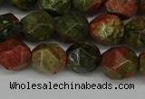 CNG6181 15.5 inches 10mm faceted nuggets unakite gemstone beads