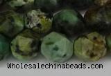 CNG6185 15.5 inches 10mm faceted nuggets African turquoise beads