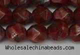 CNG6198 15.5 inches 10mm faceted nuggets brecciated jasper beads