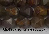 CNG6199 15.5 inches 10mm faceted nuggets coffee jasper beads