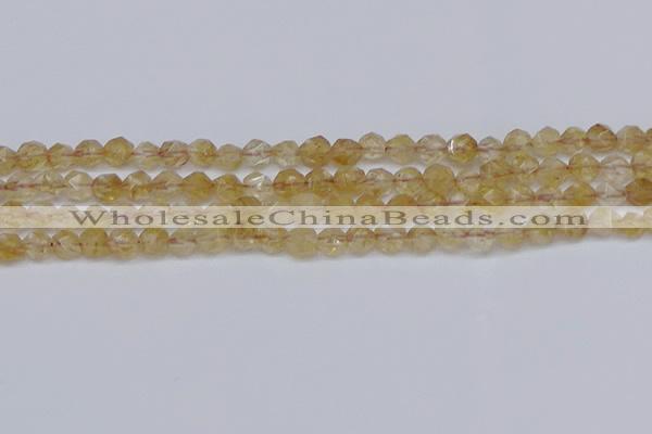 CNG6259 15.5 inches 6mm faceted nuggets coffee cherry quartz beads