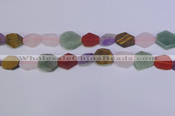 CNG6375 15.5 inches 14*18mm - 16*22mm freeform matte mixed gemstone beads