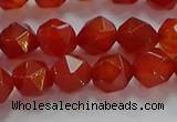 CNG6505 15.5 inches 8mm faceted nuggets red agate beads