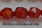 CNG6507 15.5 inches 12mm faceted nuggets red agate beads