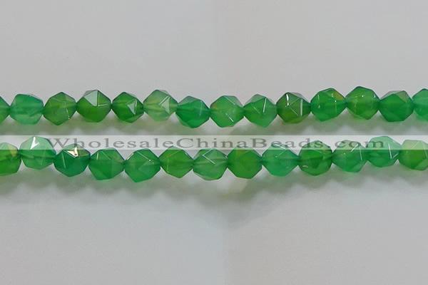 CNG6515 15.5 inches 12mm faceted nuggets green agate beads