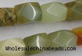 CNG652 15.5 inches 13*18mm faceted nuggets flower jade beads