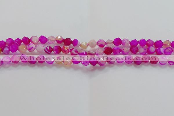 CNG6520 15.5 inches 6mm faceted nuggets line agate beads