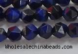 CNG6542 15.5 inches 6mm faceted nuggets blue tiger eye beads