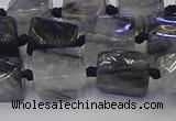 CNG6821 15.5 inches 5*8mm - 8*12mm nuggets black rutilated quartz beads