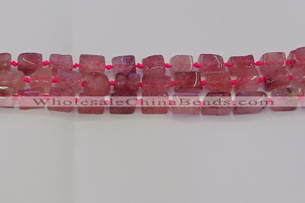 CNG6930 15.5 inches 5*8mm - 8*12mm nuggets strawberry quartz beads