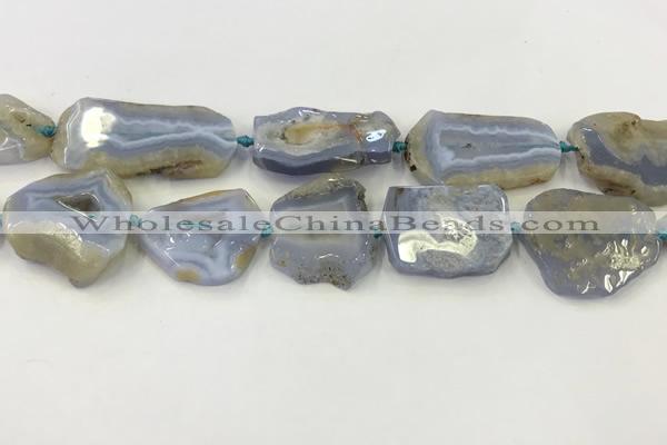 CNG6951 15.5 inches 22*30mm - 30*40mm freeform blue chalcedony beads