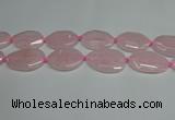 CNG7088 15.5 inches 25*35mm - 35*45mm faceted freeform rose quartz beads