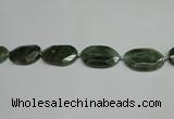 CNG7096 25*35mm - 35*45mm faceted freeform green hair stone beads