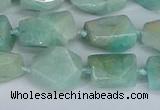 CNG7136 6*10mm - 10*14mm faceted nuggets Brazilian amazonite beads